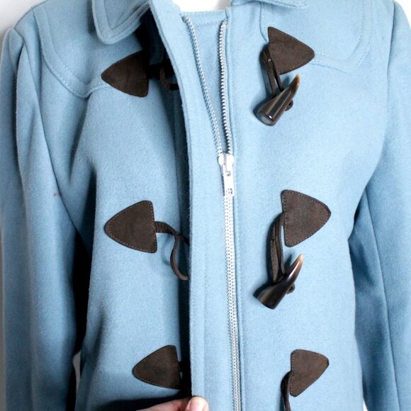 Gap Wool  Blend Toggle Buttons Blue Pea Coat Size M - Picture 6 of 16